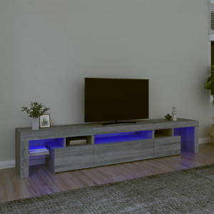 Mueble de TV con luces LED gris Sonoma 215x36.5x40 cm D