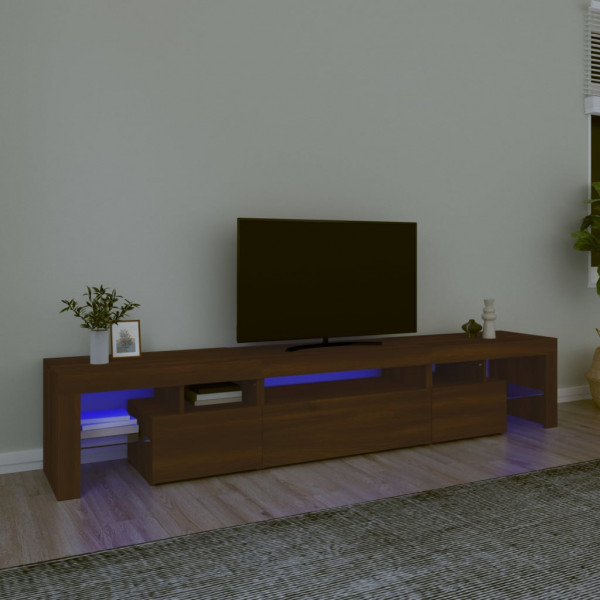 Mueble de TV con luces LED marrón roble 215x36.5x40 cm D