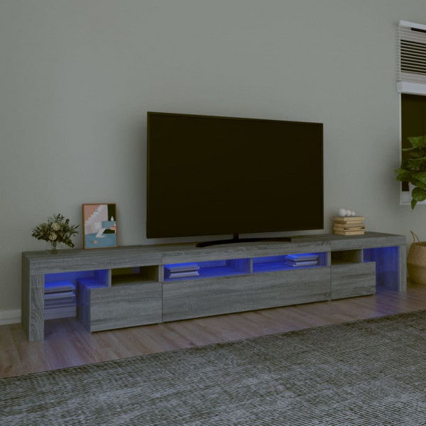 Móvel de TV com luzes LED Sonoma cinza 260x36,5x40 cm D