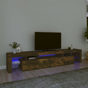 Mueble de TV con luces LED color roble ahumado 215x36.5x40 cm D