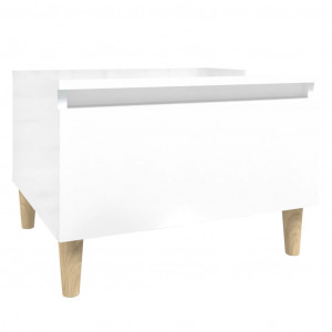 Mesa auxiliar de madera contrachapada blanco brillo 50x46x35 cm H