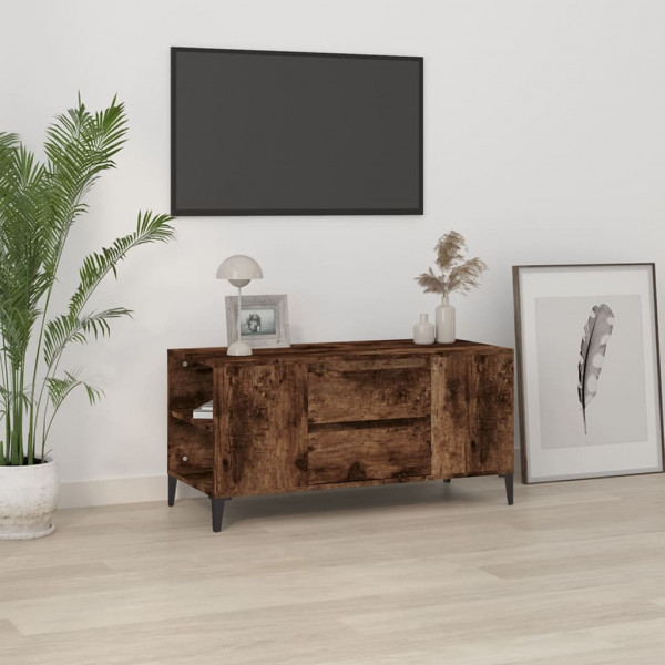Mueble de TV madera contrachapada roble ahumado 102x44.5x50 cm D