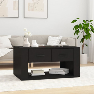 Mesa de centro madera contrachapada negro 80x50x40 cm D