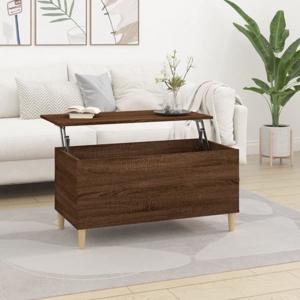 Mesa de centro madera contrachapada roble marrón 90x44.5x45 cm D