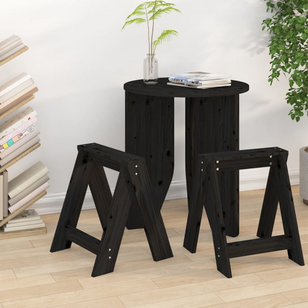 Cadeiras 2 unidades madeira maciça de pinho negro 40x40x45 cm D
