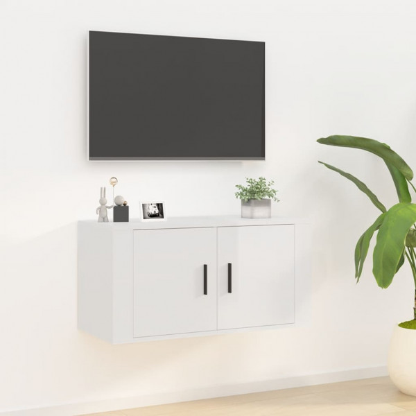 Mueble para TV de pared blanco brillante 80x34.5x40 cm D
