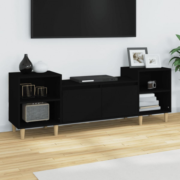 Mobiliário para TV madeira contraplacada preta 160x35x55 cm D