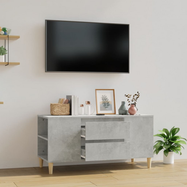 Mobiliário de TV madeira contraplacada cinza concreto 102x44.5x50 cm D