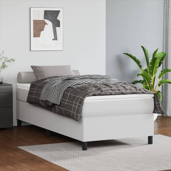 Estrutura de cama box spring couro sintético branco 100x200 cm D