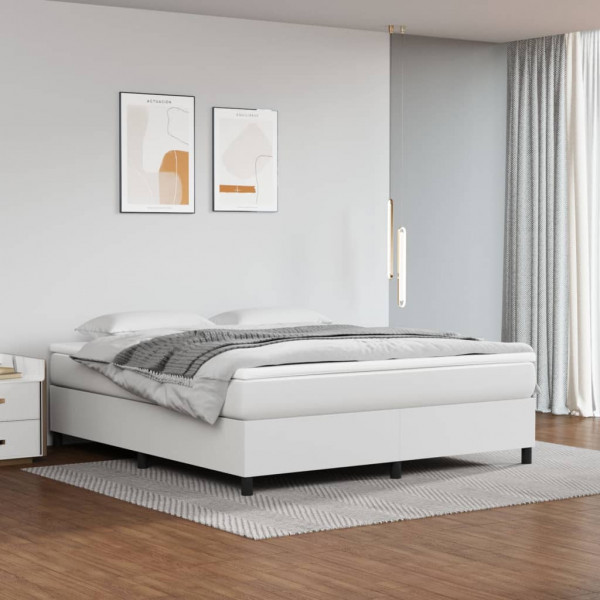 Estrutura de cama box spring couro sintético branco 180x200 cm D