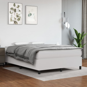 Estructura de cama box spring cuero sintético blanco 140x190 cm D
