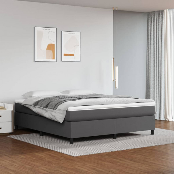 Estructura de cama box spring cuero sintético gris 180x200 cm D