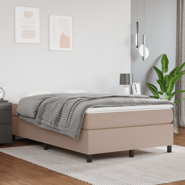 Estructura cama box spring cuero sintético capuchino 120x200 cm D