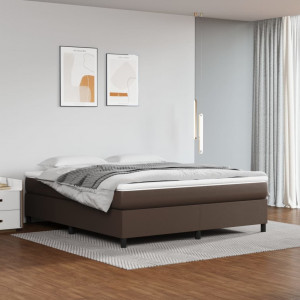 Estructura de cama box spring cuero sintético marrón 180x200 cm D