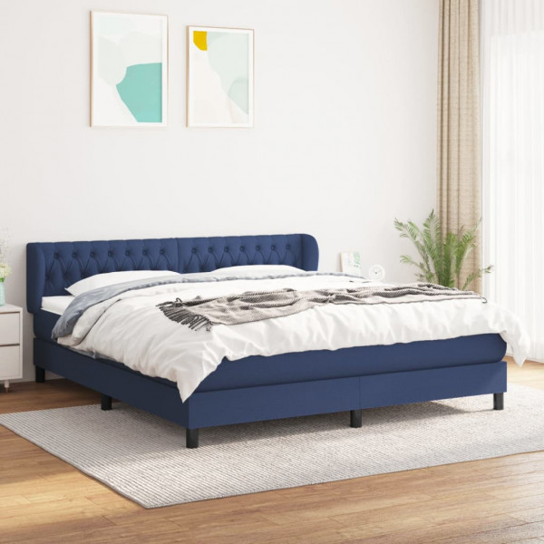 Cama box spring com colchão de tecido azul 180x200 cm D