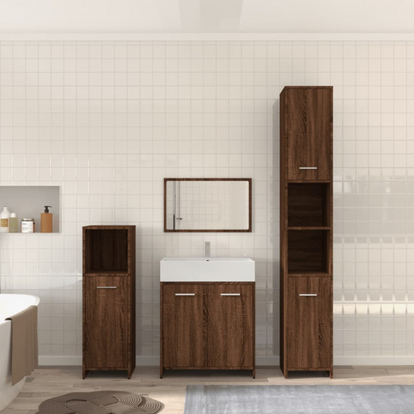 Set de muebles baño 4 pzas madera contrachapada roble marrón D