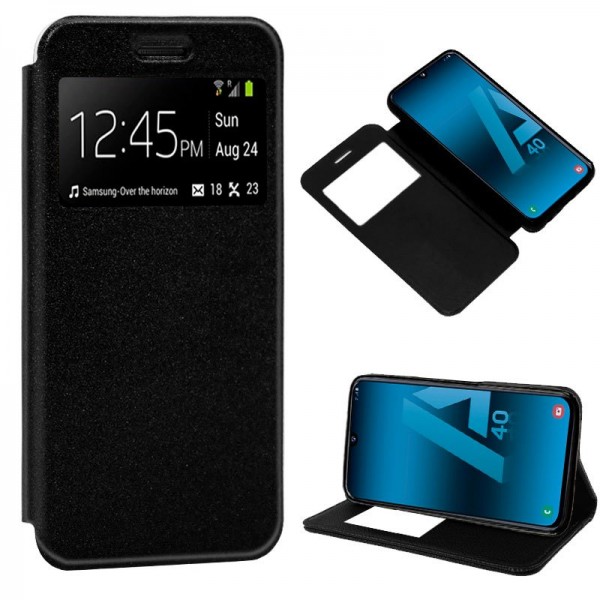 Funda Flip Cover Samsung A405 Galaxy A40 Liso Negro D