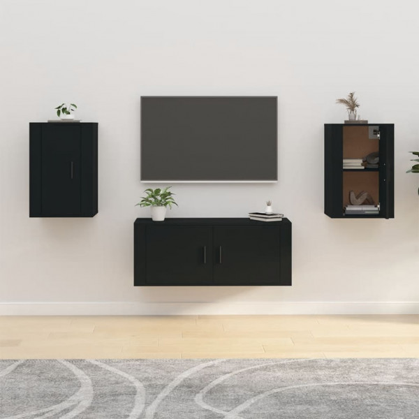 Muebles para TV de pared 2 uds negro 40x34.5x60 cm D