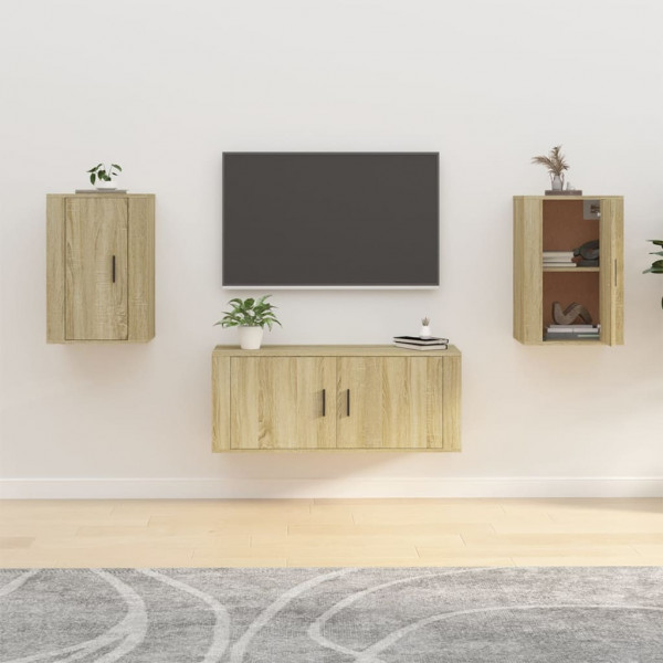 Muebles para TV de pared 2 uds roble Sonoma 40x34.5x60 cm D