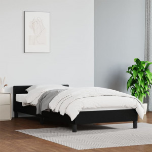 Estructura de cama con cabecero cuero sintético negro 90x190 cm D