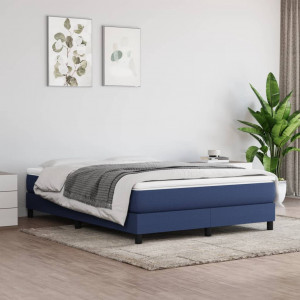 Cama box spring con colchón tela azul 160x200 cm D