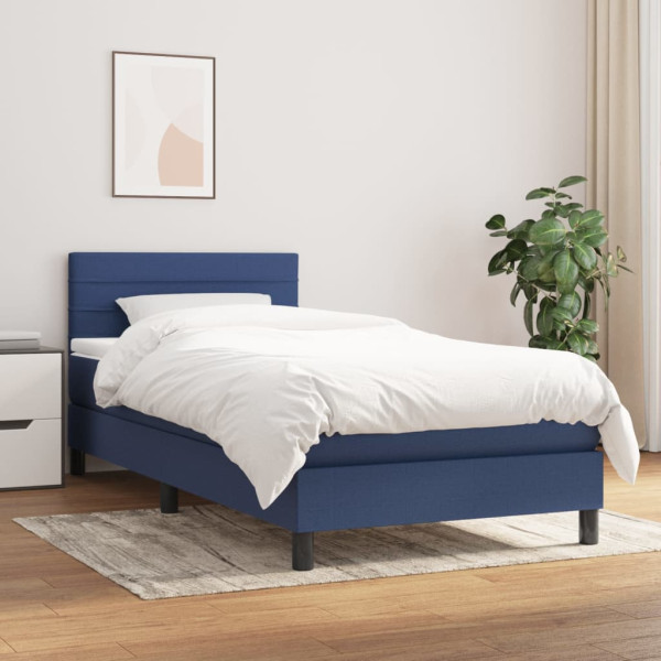 Cama box spring com colchão de tecido azul 90x190 cm D