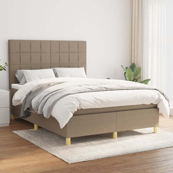 Cama box spring com colchão de tecido cinza taupe 140x190 cm D