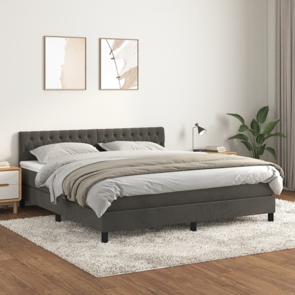 Cama box spring com colchão de veludo cinza escuro 180x200 cm D