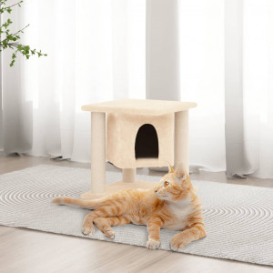 Raspador para gatos com postes de sisal creme 37 cm D