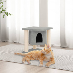 Rascador para gatos con postes de sisal gris claro 37 cm D