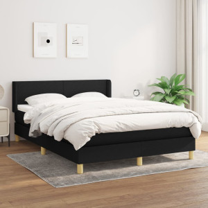 Cama box spring con colchón tela negro 140x190 cm D