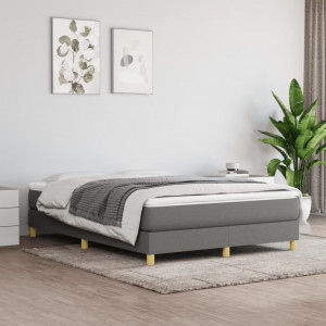 Cama box spring con colchón tela gris oscuro 140x190 cm D