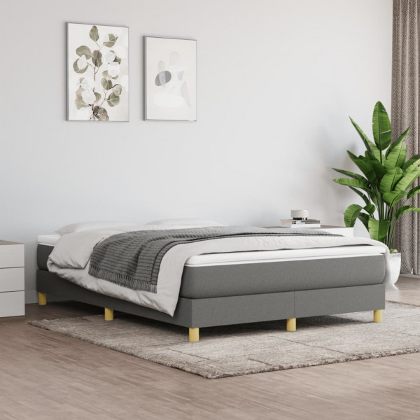 Cama box spring com colchão tecido cinza escuro 140x190 cm D