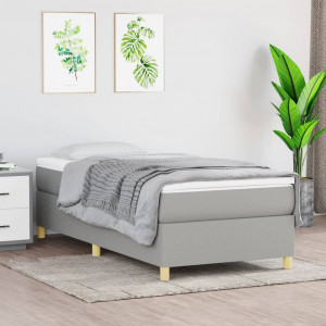 Cama box spring con colchón tela gris claro 90x190 cm D