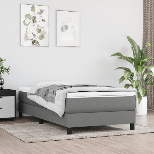 Cama box spring com colchão tecido cinza escuro 100x200 cm D