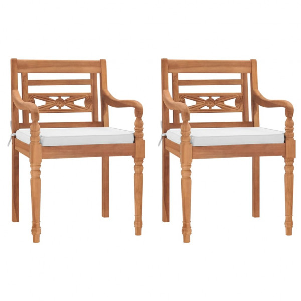 Cadeiras Batavia com almofadas 2 unidades madeira de teca maciça D