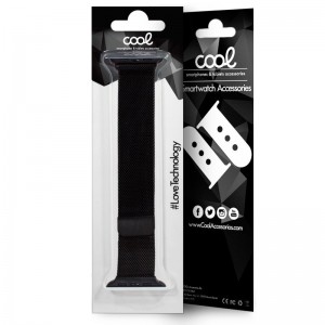 Correa COOL para Apple Watch Series 1 / 2 / 3 / 4 / 5 / 6 / 7 / 8 / 9 / SE (42 / 44 / 45 mm) Metal Negro D