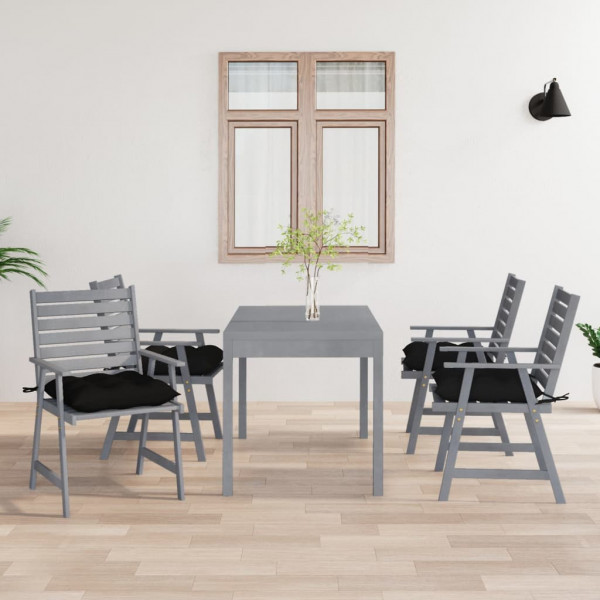 Sillas de comedor jardín con cojines 4 uds madera maciza acacia D