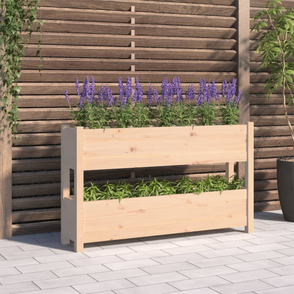 Jardinera de madera maciza de pino 112x25x66 cm D