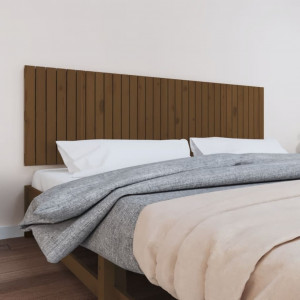 Cabecero de cama madera maciza pino marrón miel 204x3x60 cm D
