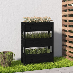 Jardinera de madera maciza de pino negro 77x25x104.5 cm D