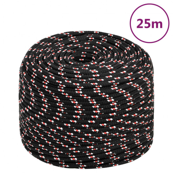 Cordas de barco de polipropileno preto de 6 mm 25 m D