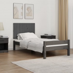 Cabecero de cama de pared madera maciza pino gris 95.5x3x60 cm D