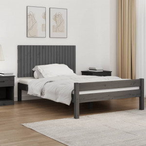 Cabecero de cama de pared madera maciza pino gris 127.5x3x60 cm D