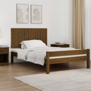 Cabecero cama pared madera maciza pino marrón miel 127.5x3x60cm D
