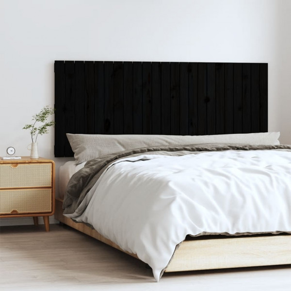 Cabeceira de cama de parede em madeira maciça de pinho preto 147x3x60 cm D