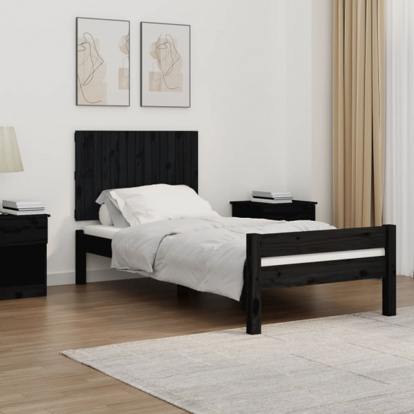 Cabeça de cama de parede madeira maciça pinho preto 95.5x3x60 cm D