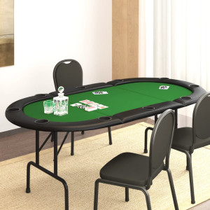 Mesa de póquer plegable para 10 jugadores verde 206x106x75 cm D