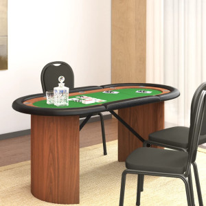 Mesa de pôquer para 10 jogadores verde 160x80x75 cm D