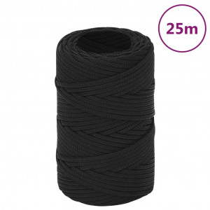 Cordas de barco de polipropileno preto intenso de 2 mm 25 m D